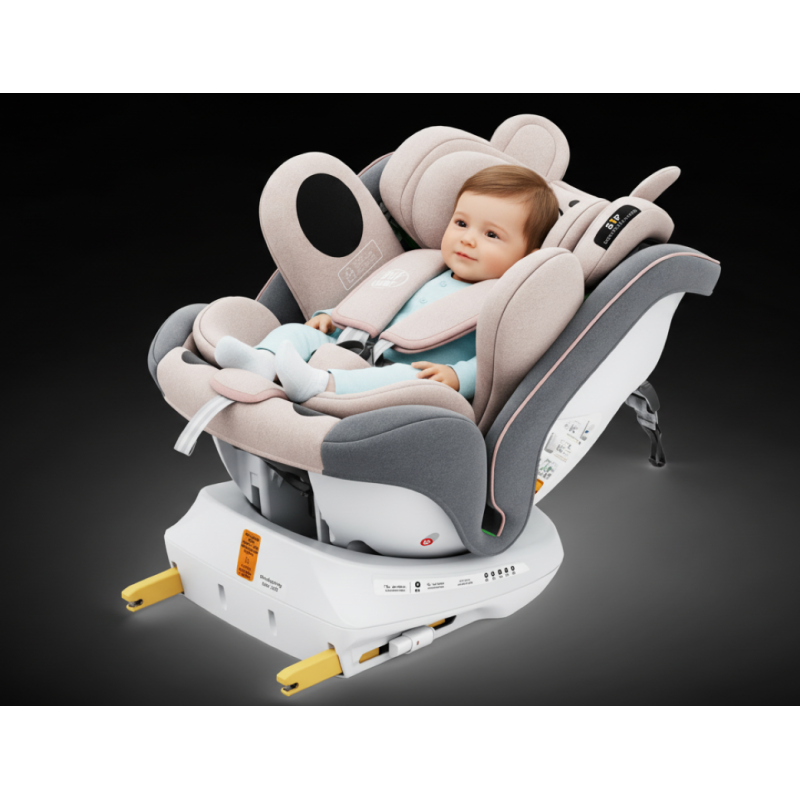 BUF BOOF® Scaun Auto P100 i-Size R129 Rotativ 360° ISOFIX 40–150 cm (0–36 kg) UrsPink