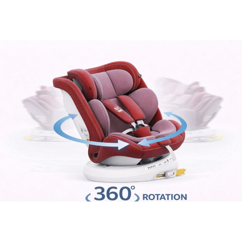 BUF BOOF® Scaun Auto P100 i-Size R129 Rotativ 360° ISOFIX 40–150 cm (0–36 kg) Red