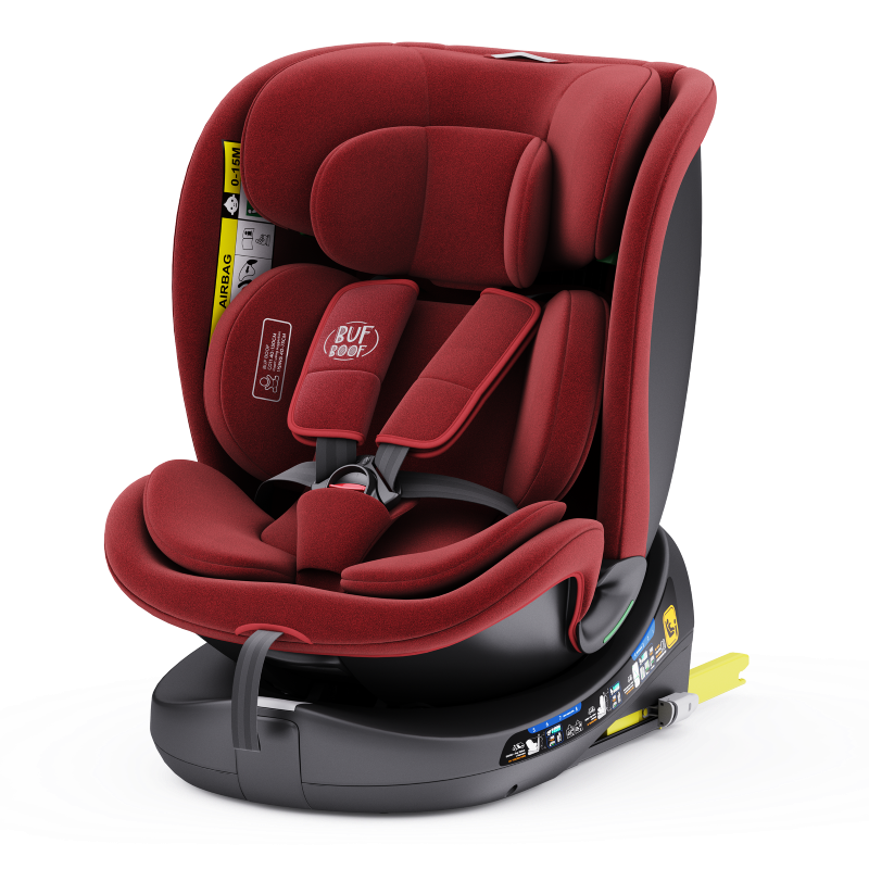 Scaun Auto B-Joy DELUXE BUF BOOF iSIZE Red cu Isofix pozitie somn 155 grade rotativ 360 grade 40-150 cm
