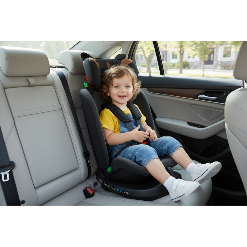 BUF BOOF® B-Joy DELUXE i-Size 40–150 cm Scaun Auto Copii, ISOFIX, Rotativ 360°, Reclinare 155°, Poziție Somn, BlackDOG