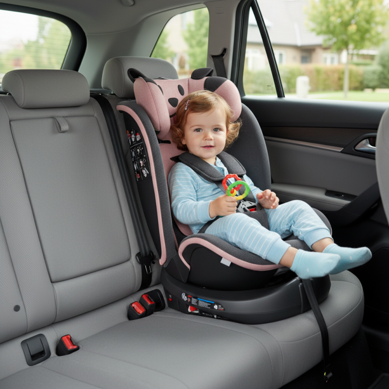 BUF BOOF® B-Joy DELUXE i-Size 40–150 cm Scaun Auto Copii, ISOFIX, Rotativ 360°, Reclinare 155°, Poziție Somn, PinkDOG