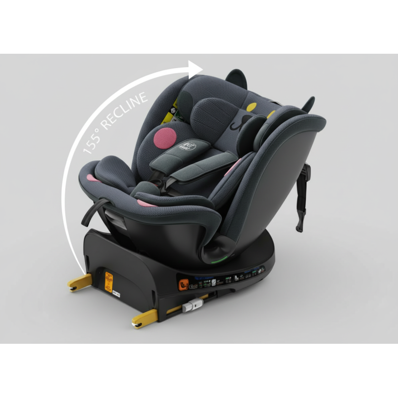 BUF BOOF® B-Joy DELUXE i-Size 40–150 cm Scaun Auto Copii, ISOFIX, Rotativ 360°, Reclinare 155°, Poziție Somn, DarkGreyCAT