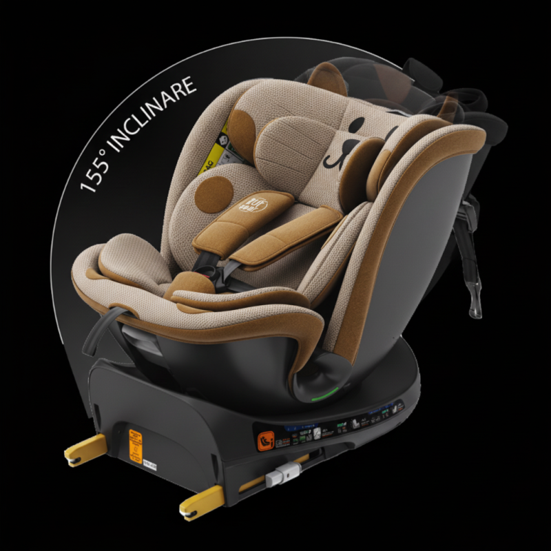 BUF BOOF® B-Joy DELUXE i-Size 40–150 cm Scaun Auto Copii, ISOFIX, Rotativ 360°, Reclinare 155°, Poziție Somn, OrangeCAT