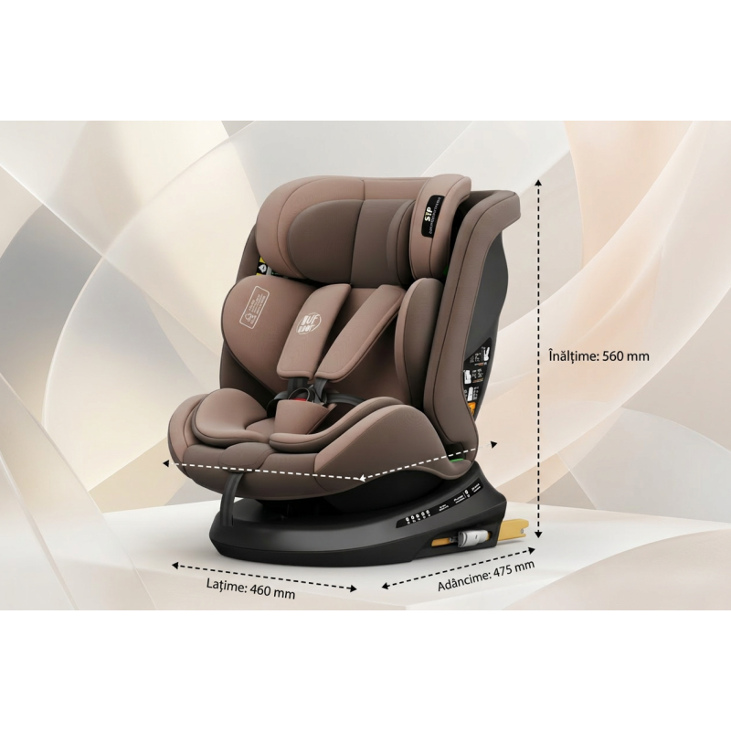 BUF BOOF® Scaun Auto P100 i-Size R129 Rotativ 360° ISOFIX 40–150 cm (0–36 kg) Coffee