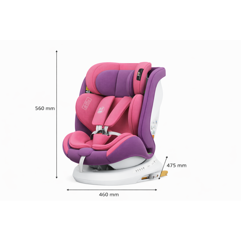 BUF BOOF® Scaun Auto P100 i-Size R129 Rotativ 360° ISOFIX 40–150 cm (0–36 kg) UnicornPink