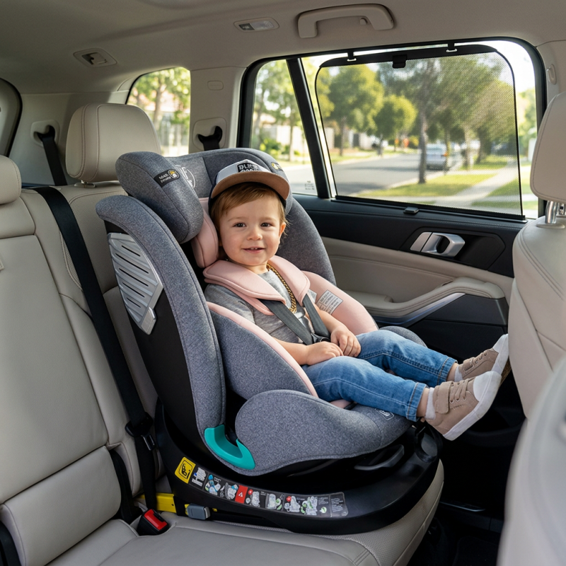 Scaun Auto Saphir DELUXE BUF BOOF iSIZE Pink cu Isofix pozitie somn 165 grade rotativ 360 grade 40-150 cm