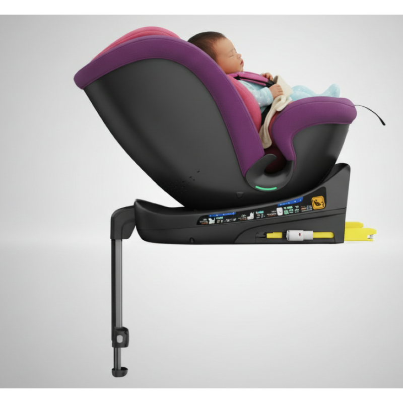 Scaun auto N17 Fix iSize BUF BOOF® ISOFIX Rotativ 360 Picior Fixare Pozitie Somn 165 grade 40-150 cm UnicornPink