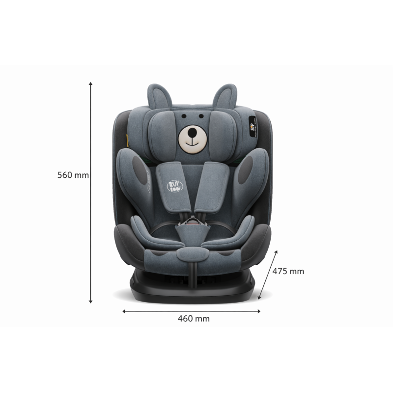 BUF BOOF® Scaun Auto P100 i-Size R129 Rotativ 360° ISOFIX 40–150 cm (0–36 kg) UrsBlack