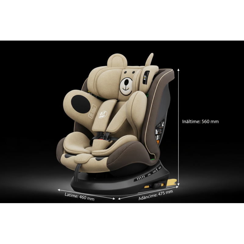 BUF BOOF® Scaun Auto P100 i-Size R129 Rotativ 360° ISOFIX 40–150 cm (0–36 kg) UrsCoffee