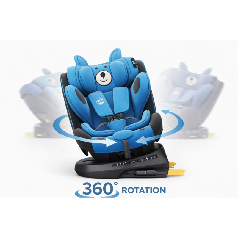 BUF BOOF® Scaun Auto P100 i-Size R129 Rotativ 360° ISOFIX 40–150 cm (0–36 kg) UrsBlue