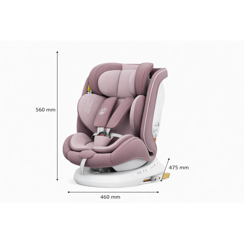 BUF BOOF® Scaun Auto P100 i-Size R129 Rotativ 360° ISOFIX 40–150 cm (0–36 kg) LightPurple
