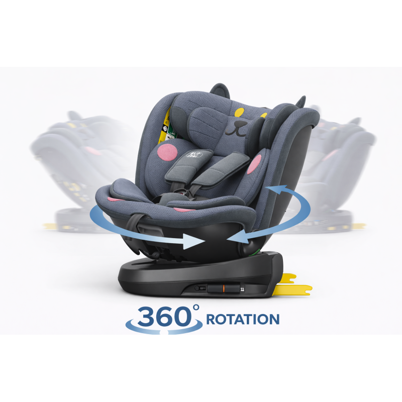 BUF BOOF® B-Joy DELUXE i-Size 40–150 cm Scaun Auto Copii, ISOFIX, Rotativ 360°, Reclinare 155°, Poziție Somn, DarkGreyCAT