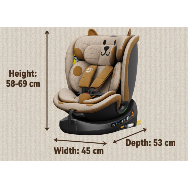 BUF BOOF® B-Joy DELUXE i-Size 40–150 cm Scaun Auto Copii, ISOFIX, Rotativ 360°, Reclinare 155°, Poziție Somn, OrangeCAT