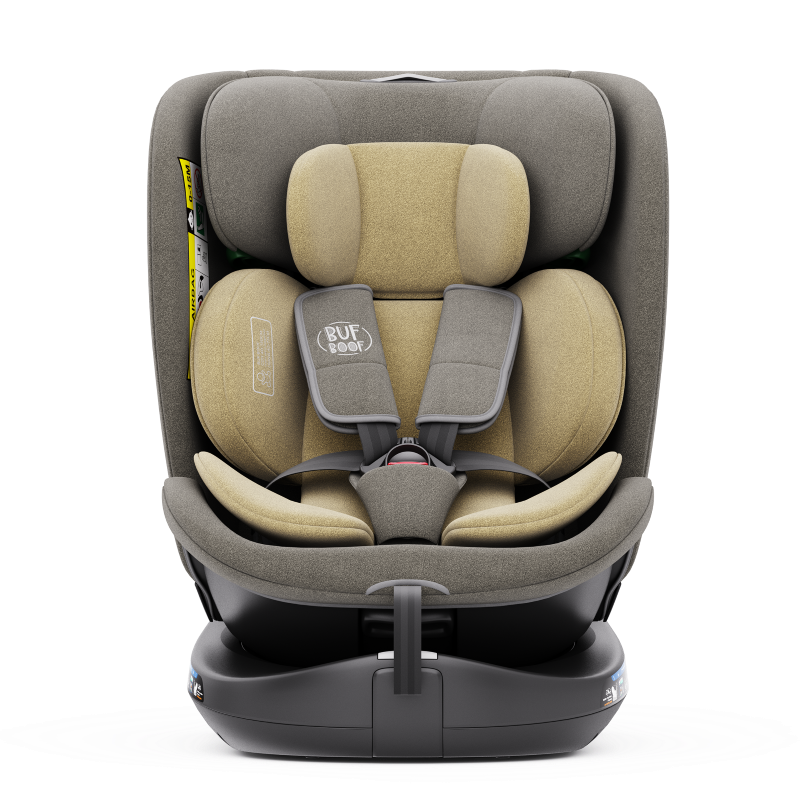Scaun Auto B-Joy DELUXE BUF BOOF iSIZE LightBrown cu Isofix pozitie somn 155 grade rotativ 360 grade 40-150 cm