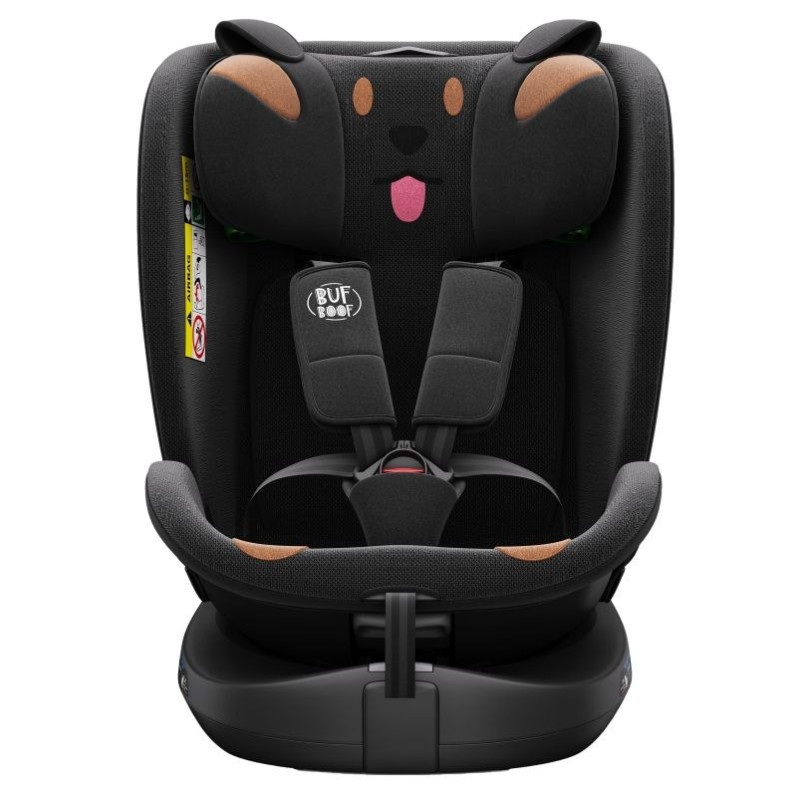 BUF BOOF® B-Joy DELUXE i-Size 40–150 cm Scaun Auto Copii, ISOFIX, Rotativ 360°, Reclinare 155°, Poziție Somn, BlackDOG
