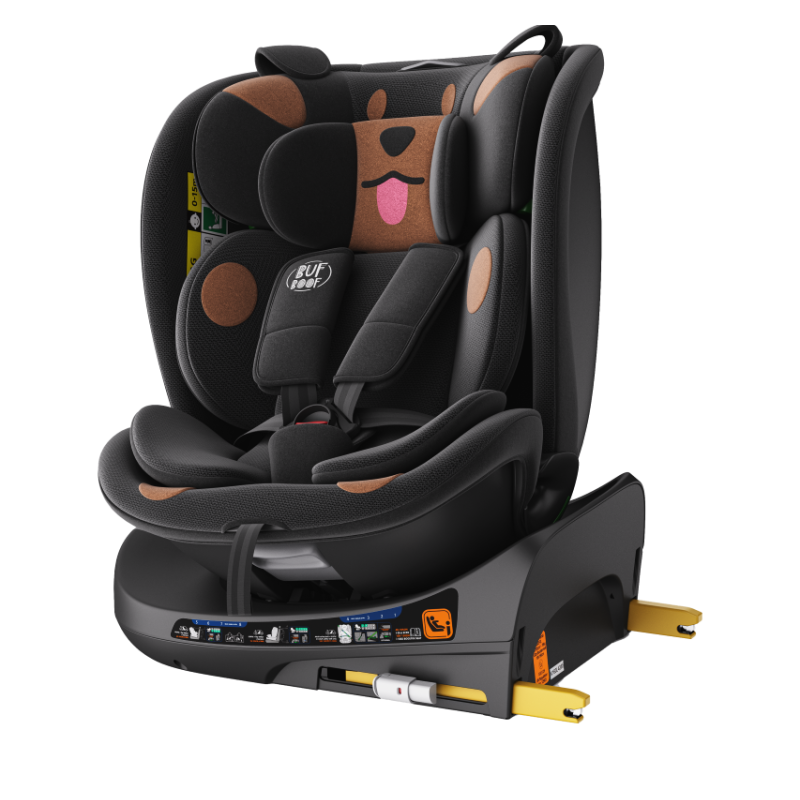 BUF BOOF® B-Joy DELUXE i-Size 40–150 cm Scaun Auto Copii, ISOFIX, Rotativ 360°, Reclinare 155°, Poziție Somn, BlackDOG