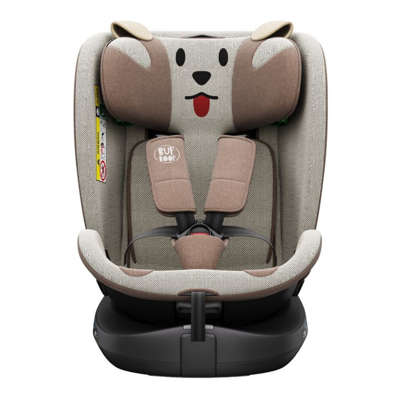 BUF BOOF® B-Joy DELUXE i-Size 40–150 cm Scaun Auto Copii, ISOFIX, Rotativ 360°, Reclinare 155°, Poziție Somn, BrownDOG
