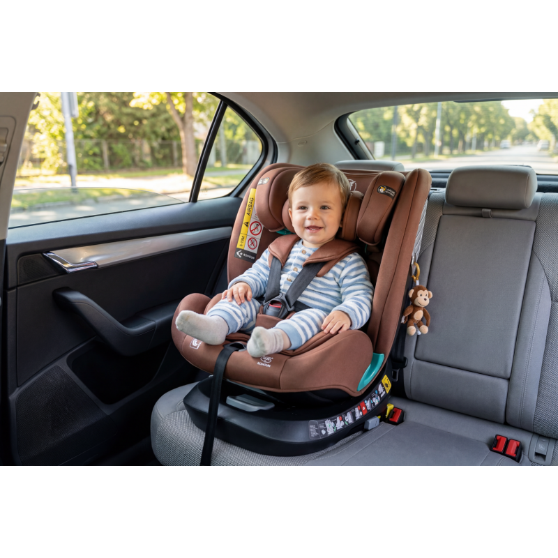Scaun Auto Saphir DELUXE BUF BOOF iSIZE Coffee cu Isofix pozitie somn 165 grade rotativ 360 grade 40-150 cm