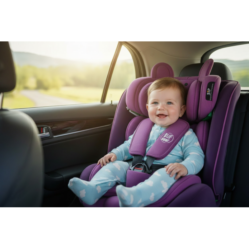 BUF BOOF® Scaun Auto P100 i-Size R129 Rotativ 360° ISOFIX 40–150 cm (0–36 kg) UrsPurple