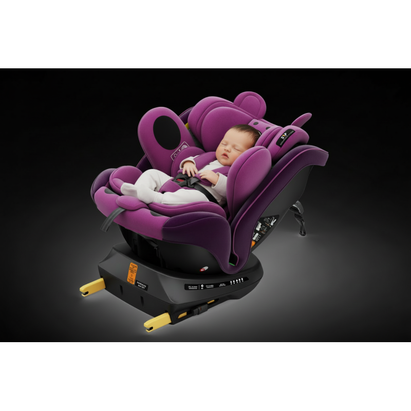 BUF BOOF® Scaun Auto P100 i-Size R129 Rotativ 360° ISOFIX 40–150 cm (0–36 kg) UrsPurple