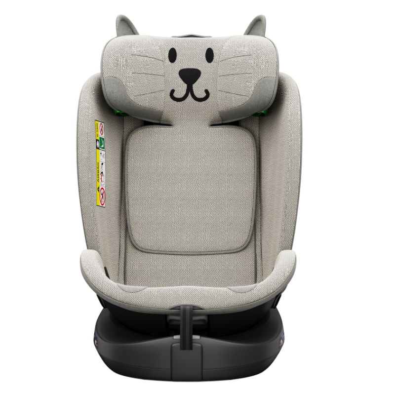 BUF BOOF® B-Joy DELUXE i-Size 40–150 cm Scaun Auto Copii, ISOFIX, Rotativ 360°, Reclinare 155°, Poziție Somn, LightGreyCAT