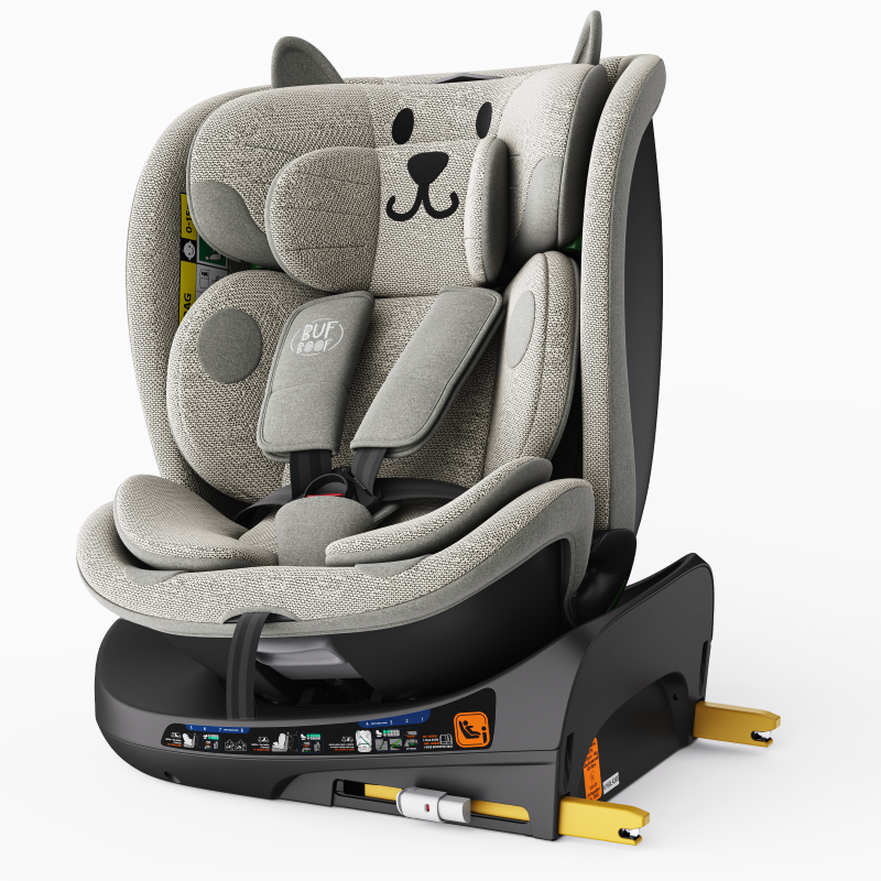 BUF BOOF® B-Joy DELUXE i-Size 40–150 cm Scaun Auto Copii, ISOFIX, Rotativ 360°, Reclinare 155°, Poziție Somn, LightGreyCAT