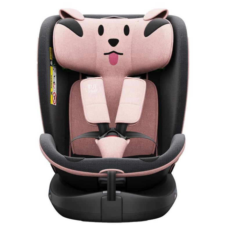 BUF BOOF® B-Joy DELUXE i-Size 40–150 cm Scaun Auto Copii, ISOFIX, Rotativ 360°, Reclinare 155°, Poziție Somn, PinkDOG