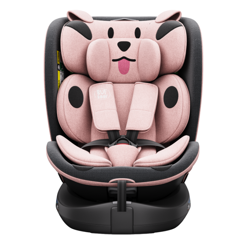 BUF BOOF® B-Joy DELUXE i-Size 40–150 cm Scaun Auto Copii, ISOFIX, Rotativ 360°, Reclinare 155°, Poziție Somn, PinkDOG