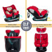 Scaun Auto Saphir DELUXE BUF BOOF iSIZE Red cu Isofix pozitie somn 165 grade rotativ 360 grade 40-150 cm