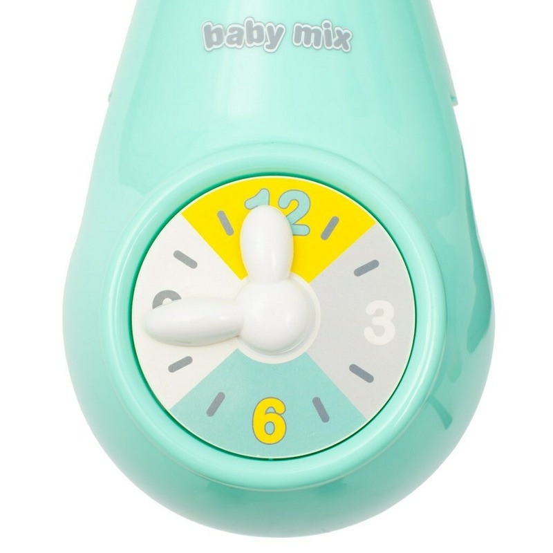 Carusel muzical pentru patut bebelusi Cu proiectii Cu melodii si sunete ale naturii Cu 10 jucarii si ceas de jucarie pe suport Baby Mix Mint