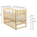 BabyNeeds Patut din lemn Ola 120x60 cm cu laterala culisanta Natur cu Saltea 10 cm