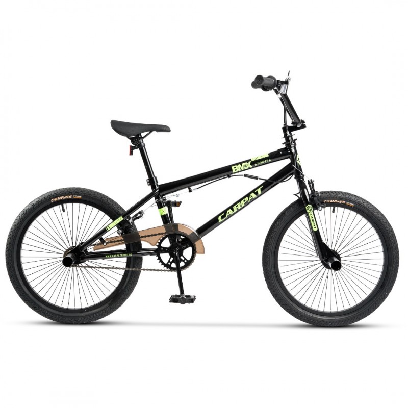 Bicicleta BMX Roti 20 Inch Frane CBrake Carpat Jumper C2017A Cadru Negru cu Design Verde