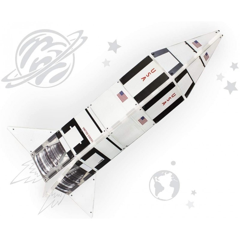 Set de constructie piese magnetice CreateOn Magna Tiles Racheta 24 piese