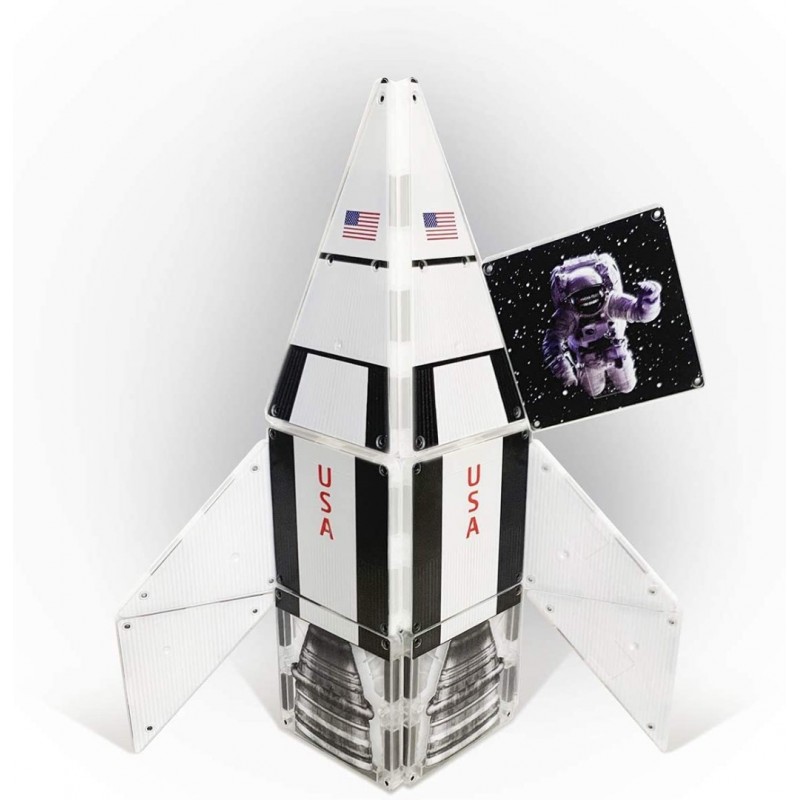 Set de constructie piese magnetice CreateOn Magna Tiles Racheta 24 piese