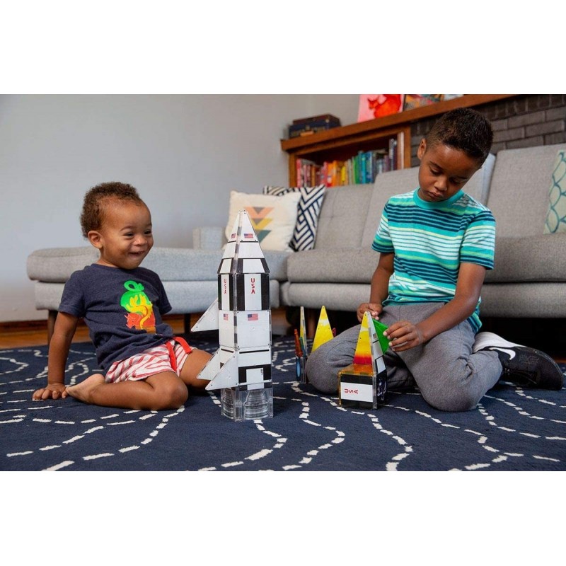 Set de constructie piese magnetice CreateOn Magna Tiles Racheta 24 piese