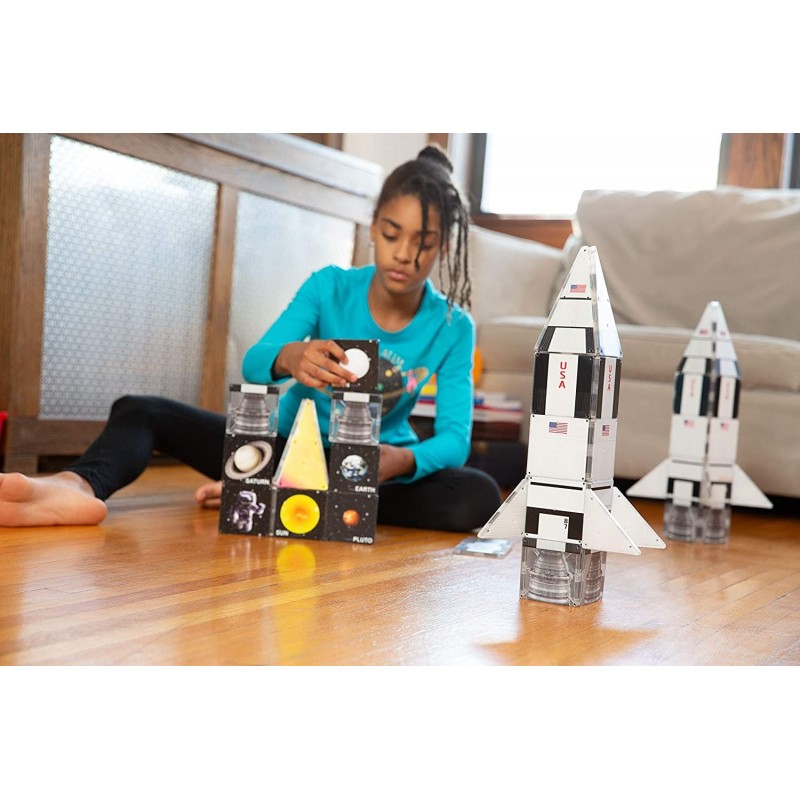 Set de constructie piese magnetice CreateOn Magna Tiles Racheta 24 piese