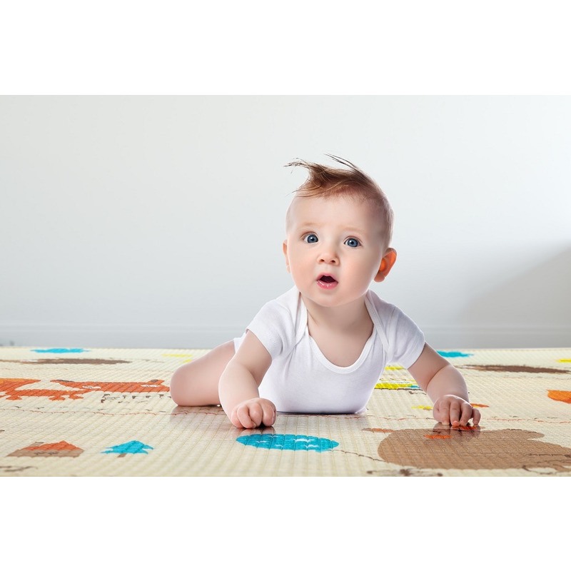 Covoras de joaca Reversibil Impermeabil Din spuma Fara BPA 180 x 180 x 1 cm 0 luni Multicolor Feedo