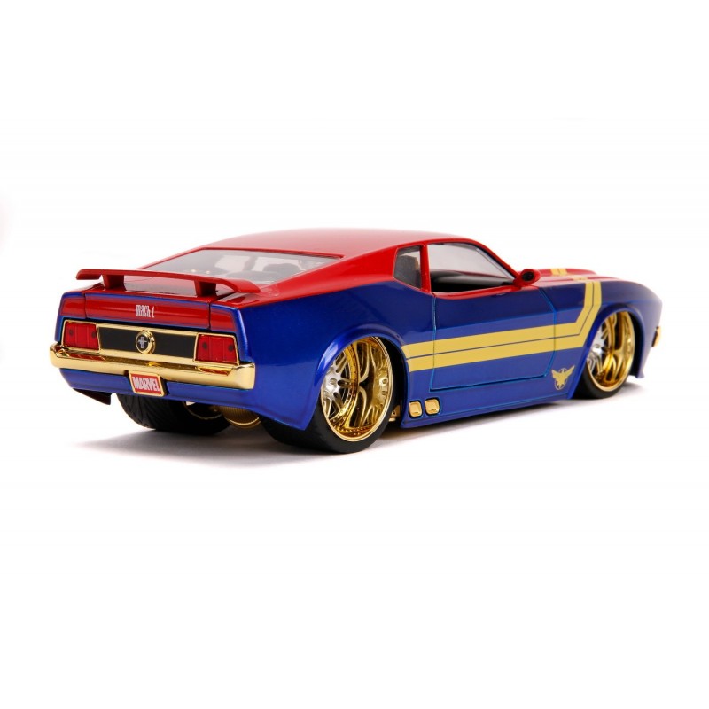 MASINUTA METALICA CAPTAIN MARVEL 1973 FORD MUSTANG MACH 1 SCARA 1 LA 24 Jada Toys