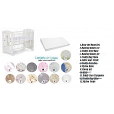 Pachet 3 in 1 Patut Safari Giraffe Alb 120x60 Klups Pachet 3 in 1 Patut Safari Giraffe Alb 120x60 Klups