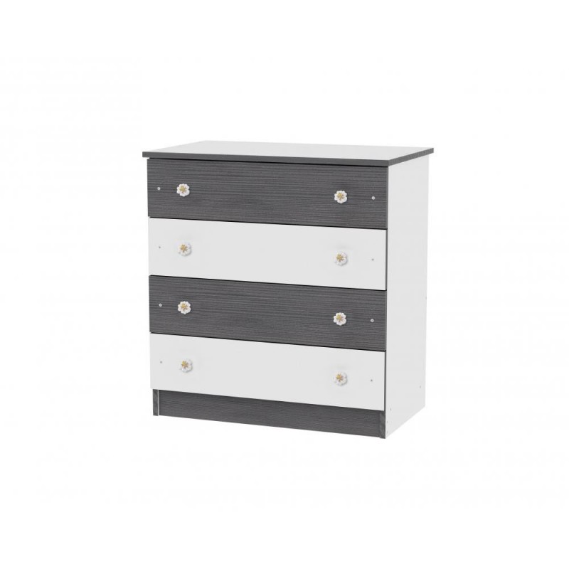 Comoda lemn 4 sertare White Graphite Lorelli