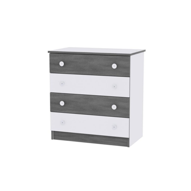 Comoda lemn 4 sertare White Vintage Grey Lorelli