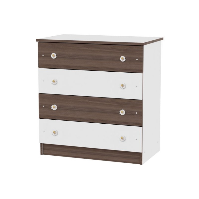 Comoda lemn 4 sertare White Walnut Lorelli