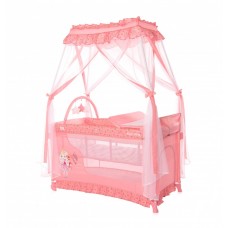 Patut pliabil stil baldachin Magic Sleep cu accesorii Pink Princess Lorelli