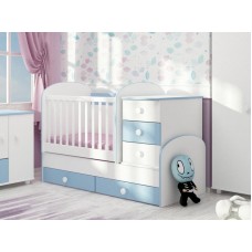 Patut transformabil MyKids Georgiana 3 cu leganare Alb Albastru 0121PE Patut transformabil MyKids Georgiana 3 cu leganare Alb Albastru 0121PE
