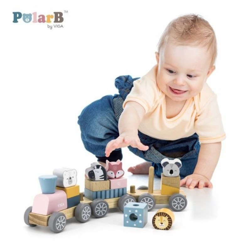 Joc de stivuire Trenulet PolarB New Classic Toys