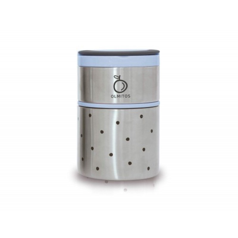 Olmitos Termos mancare solida cu doua recipiente independente 250 plus 570 ml bleu