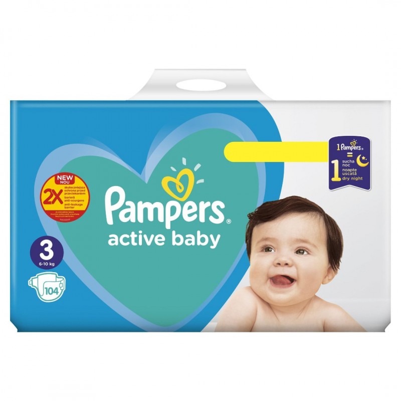   Scutece Pampers Active Baby Giant Pack Plus Marimea 3  6 10 kg 104 buc