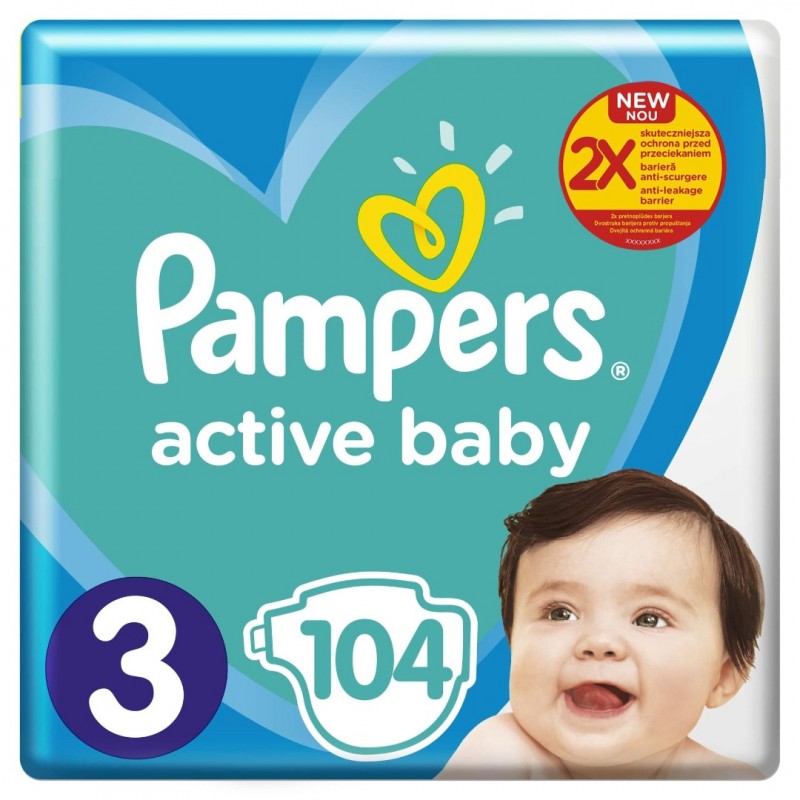   Scutece Pampers Active Baby Giant Pack Plus Marimea 3  6 10 kg 104 buc
