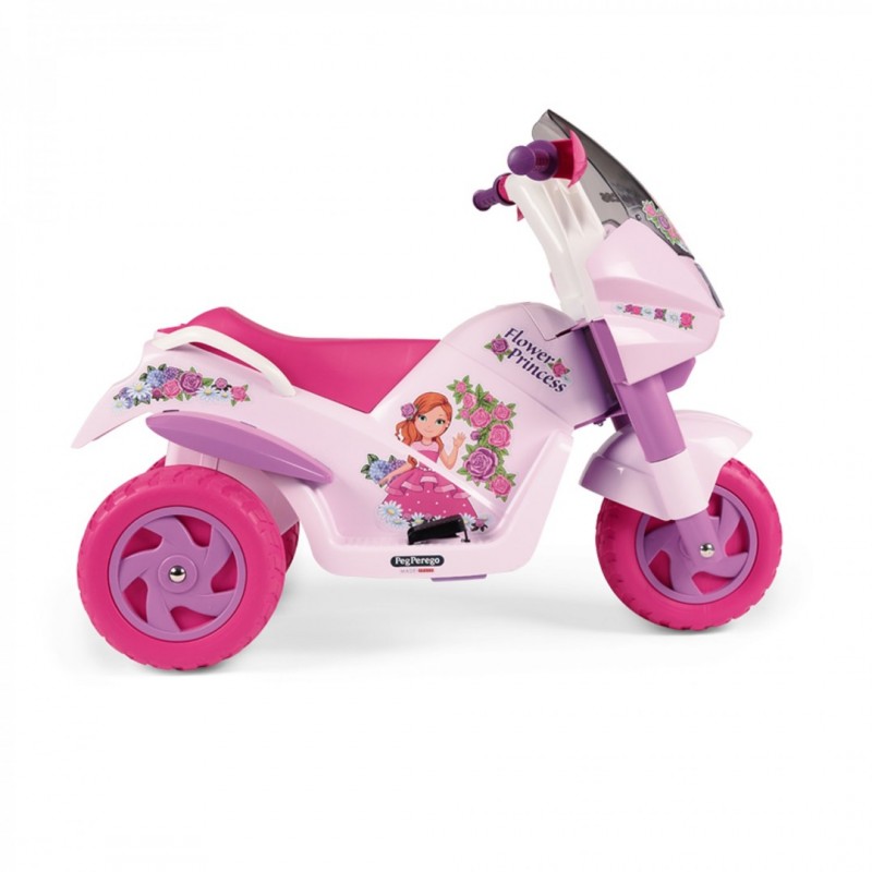 Motocicleta electrica Peg Perego Flower Princess 6V 2 ani Roz Mov