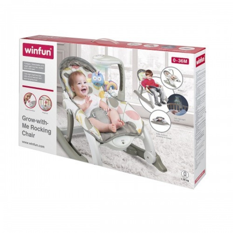 Balansoar cu vibratii Rainbow cu inregistrare voce senzor de sunet si carusel detasabil Winfun